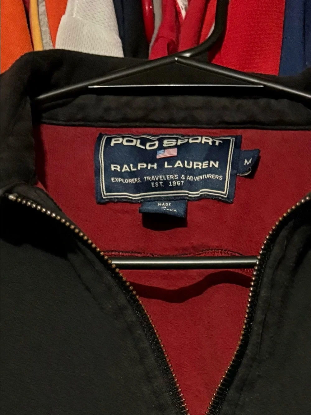 Polo Sport Ralph Lauren 1/4 1/2 zip black pocketed pullover sweater medium GUC